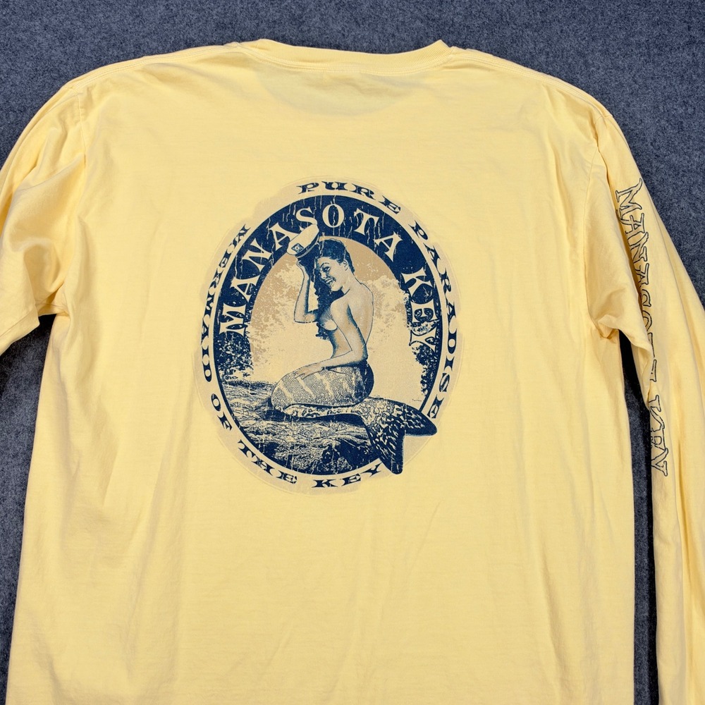 Comfort Colors Manasota Key Florida Mermaid Long Sleeve T-Shirt Yellow Large